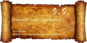 Varsányi Ibolya névjegykártya